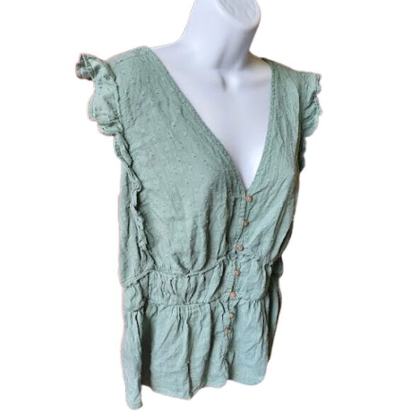 Sleeveless V-Neck Cotton Blend Blouse Size XL - Picture 3 of 7